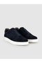 Genuine Leather Navy Blue Suede Laceless Men's Sneaker Shoes - 2