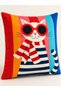 Cool Cats Colorful Cat and Geometric Pattern Digital Printed Velvet Texture Polyester 4-Piece Cushion Cover Set(Dkr) - 8