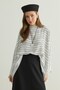 Patterned Cape Blouse Black Striped - 8