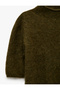 Cashmere Blend Stand Collar Short Sleeve Wool Sweater - 3