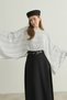 Patterned Cape Blouse Black Striped - 4