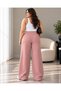 Women's Plus Size High Waist Single Pleated Palazzo Pants with Pockets Stretch Fabric - 2