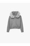 Long Sleeve Slim Fit Zippered Faux Fur Hooded Knitwear Cardigan - 6