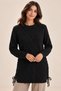 Women's Long Sleeve Round Neck Lace-Up Side Knit Patterned Knitwear Tunic - Modern Islamic Fashion and Winter Elegance