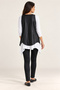 Women S Long Sleeve Asymmetrical Cut Viscose Blouse and Faux Leather Vest Two-Piece Set - Modern Layered Style and Casual Chic - 5