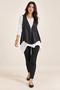 Women S Long Sleeve Asymmetrical Cut Viscose Blouse and Faux Leather Vest Two-Piece Set - Modern Layered Style and Casual Chic - 7