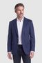 Navy Blue Suede Textured Buttoned Blazer Jacket