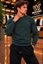 Men's Regular Fit Crew Neck Embroidered Knit Sweater - 3