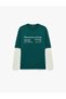 Crew Neck Cotton Printed Layered Long Sleeve Oversize T-Shirt