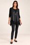 Women S Long Sleeve Asymmetrical Cut Viscose Blouse and Faux Leather Vest Two-Piece Set - Modern Layered Style and Casual Chic - 6