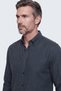 Black Button-Down Collar Embroidered Logo Men's Shirt - 3
