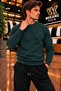 Men's Regular Fit Crew Neck Embroidered Knit Sweater - 2