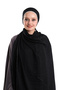 Black Muslin Shawl with Piping, Breathable Cotton Textured Crinkle 202139_01
