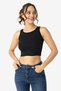 Women's Cotton Ribbed Halter Neck Thick Strap Crop Black Seasonal Garment Modern Design - 4