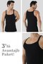 Delux Series Men's Black Thin Strap Undershirt 3-Pack Breathable Day Comfort Wear - 2
