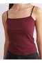 Alita City Farkıyla Soulife Burgundy Plain Narrow & Slim Strap Women's Tank Top - 6