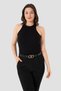 Premium Women's Cotton Ribbed Halter Neck Black Undershirt Casual Style Daily Wear Textile - 2