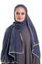 Indigo Blue Muslin Shawl with Piping, Breathable Cotton Textured Crinkle 202139_34