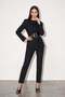 Black Belt Detailed Collarless Jacket - 2