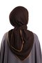 Brown Muslin Scarf with Ribbed Edges, Breathable Cottony Texture, Crinkle 202214_14 - 4