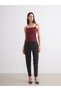 Alita City Farkıyla Soulife Burgundy Plain Narrow & Slim Strap Women's Tank Top - 4
