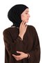 Black Muslin Scarf with Ribbed Edges, Breathable Cottony Texture, Crinkle 202214_01 - 3