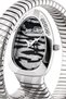 Just Caballi Women's Stainless Steel Quartz Analog Watch, 22 mm, Silver Snake Wrap Bracelet, Black Patterned Dial, - 2