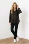 Women's Brown Oversize Shirt with Self-Fringed Pattern Yy101438 - 4
