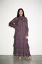 Coffee-Colored Ruffle Detailed Long Dress