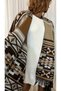 Poncho Women's Double-Sided Patterned Poncho Shawl – Beige Brown - 2