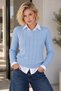 Women's Crew Neck Openwork Knitted Sweater