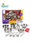 Kids Stainless Steel Kitchen Cookware Play Set with Pots, Pans, Lids, Cooking Utensils, Strainer and Accessories, Pretend Play Mini Chef Kitchen Toys, Educational Role Play Set for Ages 3+
