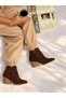 Dalida Brown Calf Suede 6 cm Heel Dallas Short Boots - 5