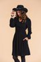 V-Neck Draped Belt Detailed Winter Dress