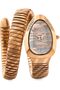 Just Caballi Women's Stainless Steel Quartz Analog Watch, 25 mm, Rose Gold-Tone Snake Wrap Bracelet, Patterned Dial,