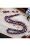 Handcrafted Burgundy Blue Barley Cut Camphor Wood Prayer Beads