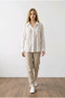 Women's White Oversized Shirt with Self-Fringed Pattern Yy101438 - 5