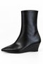 Women's Stylish Pointed Toe Belt Detailed Wedge Heeled Black Rustic Slip-On Boots & Boots - 3