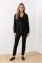 Women's Black Oversize Shirt with Self-Fringed Pattern Yy101438 - 3