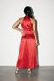 Red Ruffled Collar Brooch Detailed Midi Dress - 2