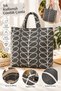 Women's Cotton Fabric Shoulder Bag with Zippered Inner Pocket, Large Volume, Gray Patterned Daily Tote Bag 45X35 cm