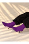 Vienna Purple Suede Pointed Toe 5 cm Thin Heel Women's Boots Botti̇e - 6