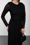 Black Lace Textured Gathered Long Evening Dress - 5