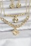 Gold Color Brass Necklace Bracelet and Earring Set - 2