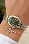 Green Dial Women's Wristwatch -Waterproof- with Bracelet Gift - 3