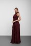 Plum Halter Neck Flounce Chiffon Evening Dress - 3