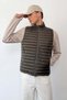 Men's Stand Collar Zippered Collared Vest Khaki - 27K 2269