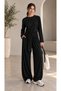 Black Padded Shawl Detailed Three-Piece Set