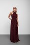 Plum Halter Neck Flounce Chiffon Evening Dress - 2