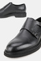 Men's Black Genuine Natural Leather 39-45 Size Eva Sole Double Buckle Loafer Shoes - 4